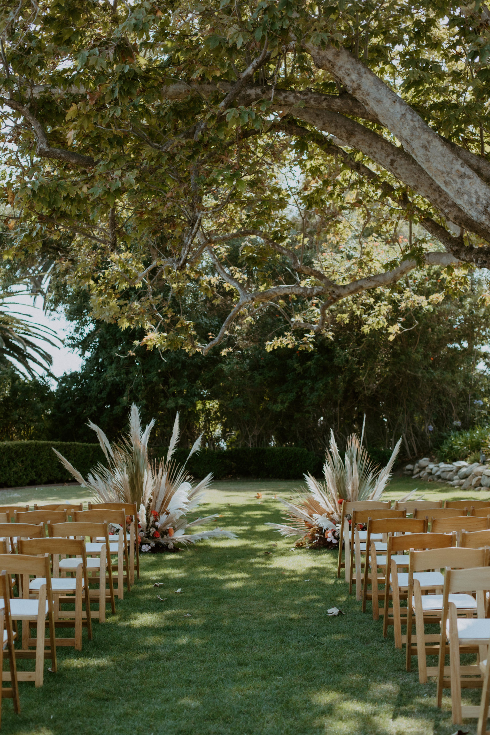 shot of the aisle and the outdoor alter 