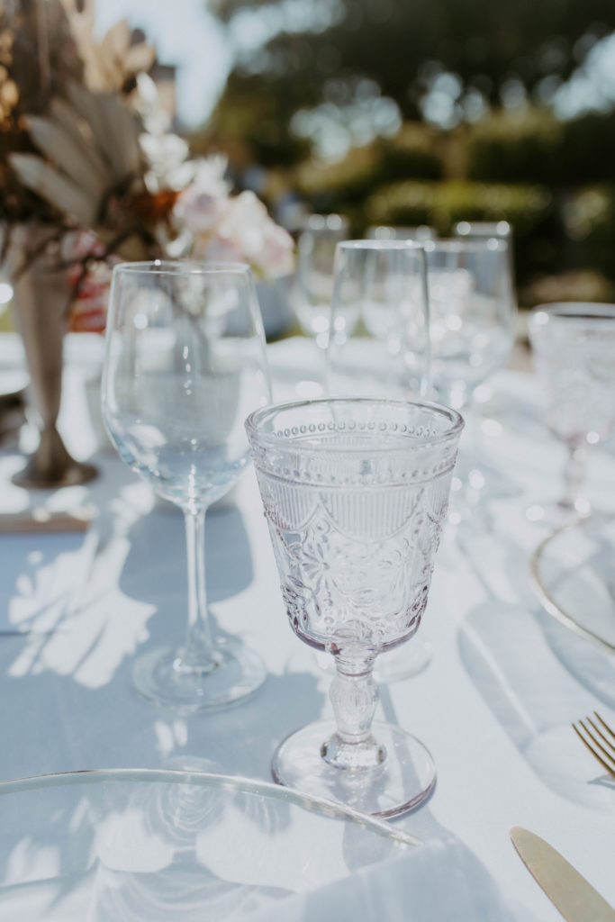 shot of the crystal glasses used on the tables