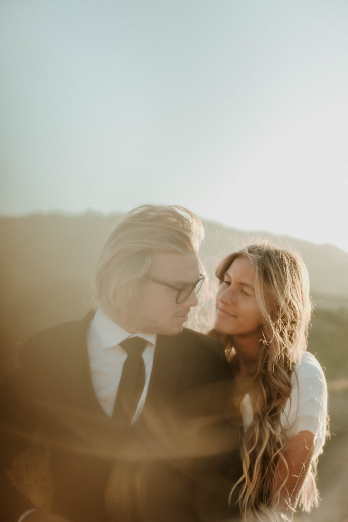 portrait of couple looking into each others eyes lovingly
