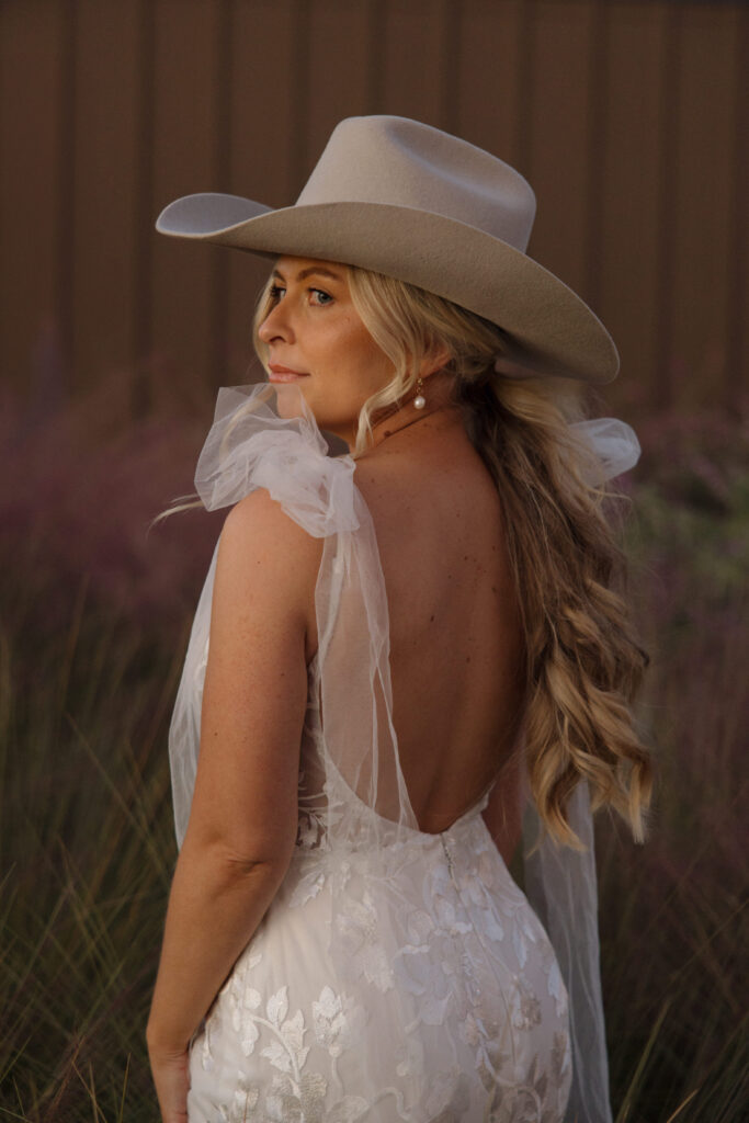 bride country chic wedding portrait 