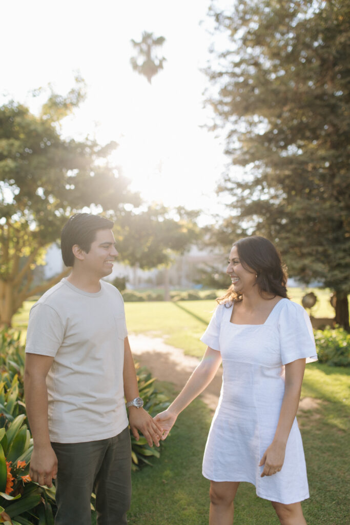 Engagement Photos of couple at santa Barbra courthouse