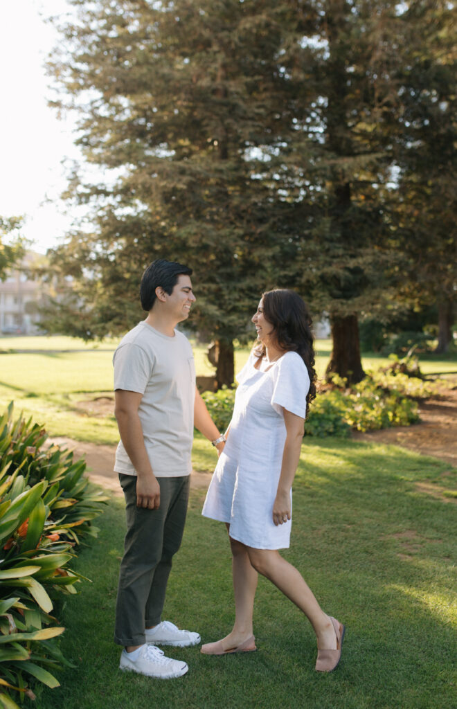 Engagement Photos of couple at santa Barbra courthouse