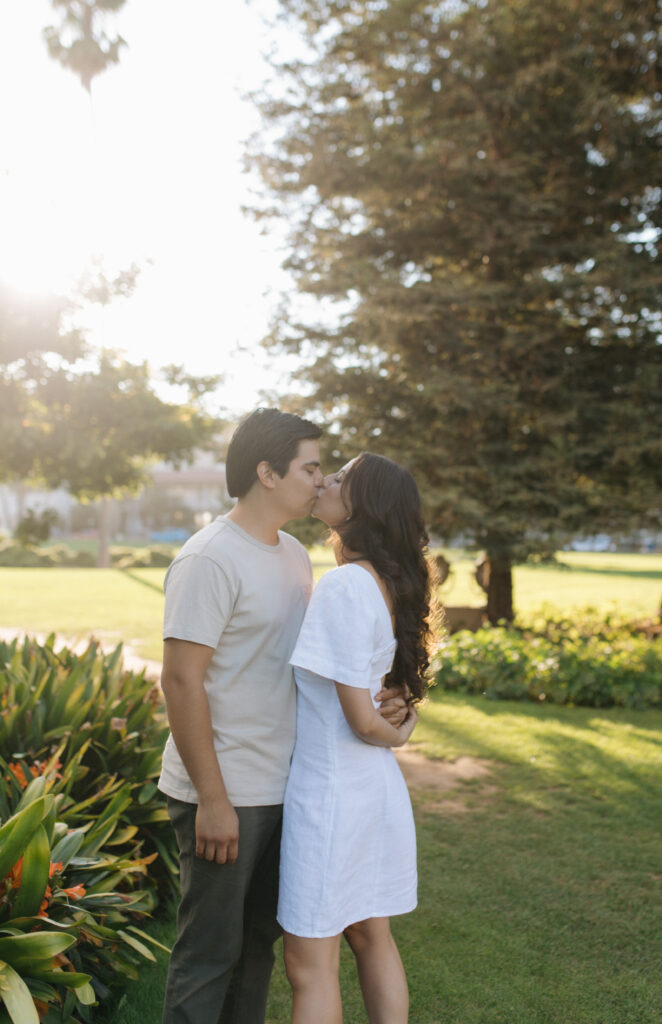 Engagement Photos of couple at santa Barbra courthouse