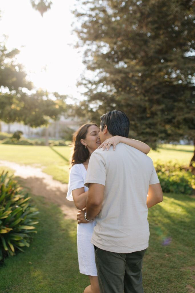 Engagement Photos of couple at santa Barbra courthouse