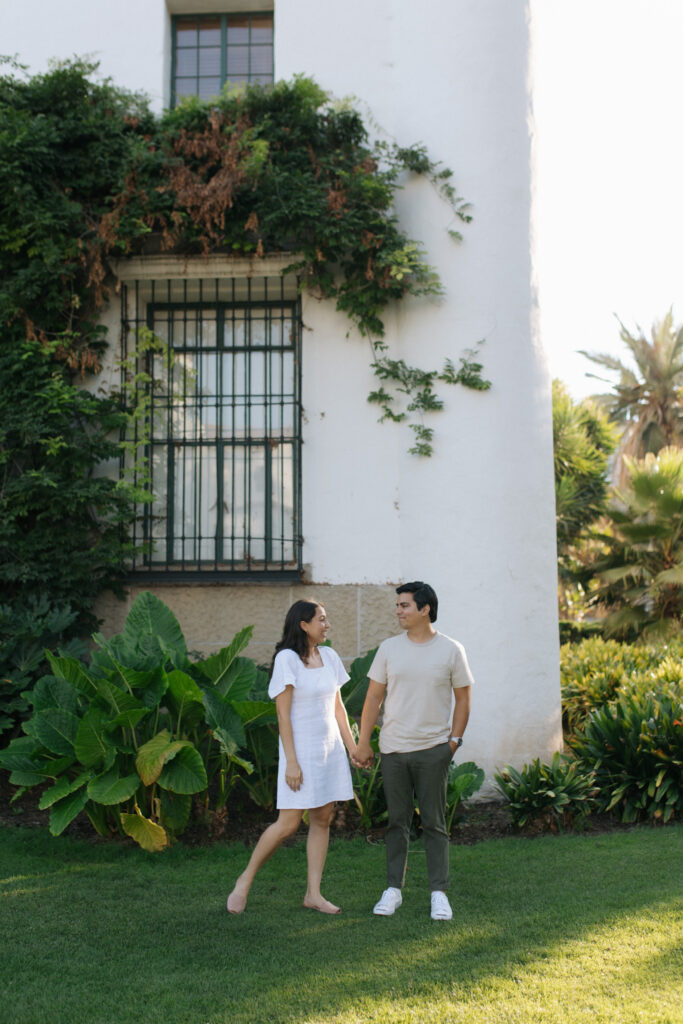 Engagement Photos of couple at santa Barbra courthouse