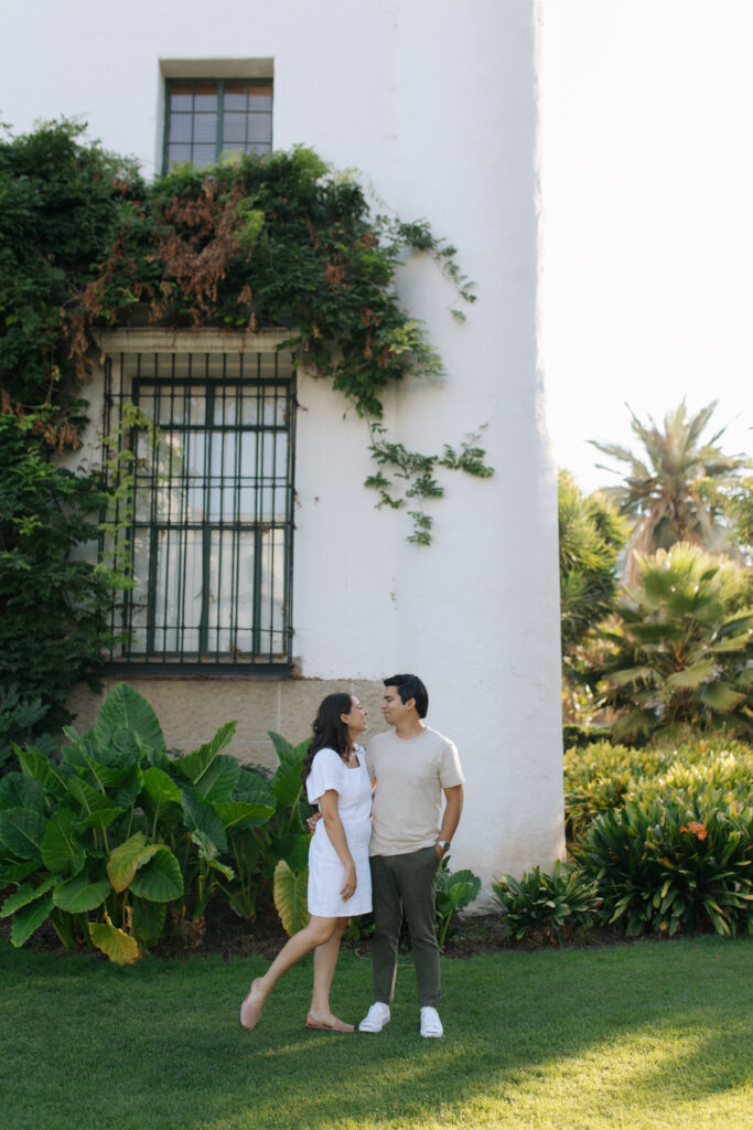 Engagement Photos of couple at santa Barbra courthouse