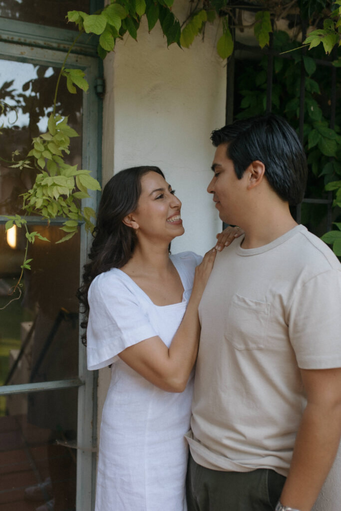 Engagement Photos of couple at santa Barbra courthouse