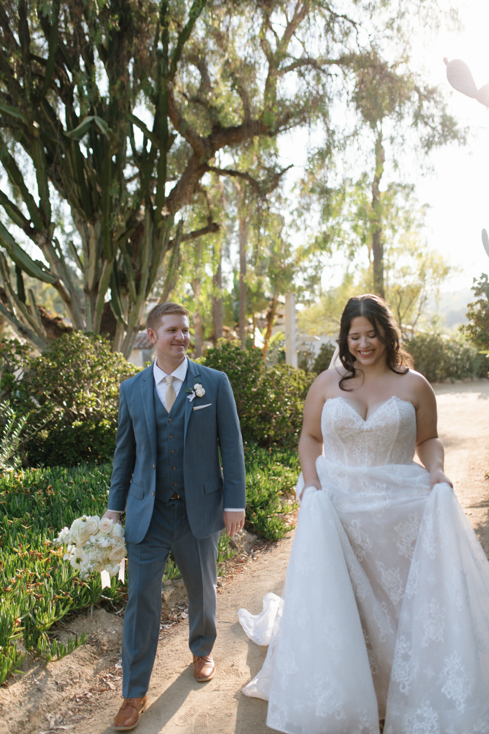 bride and groom portraits at leo carrillo Ranch wedding venue