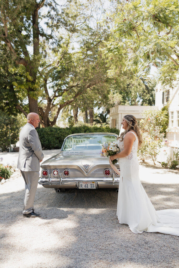 First look with father of the Bride at Estate Wedding Venue