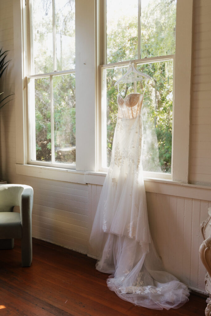 San DIego Wedding PHotographer Captures WEdding dress hanging