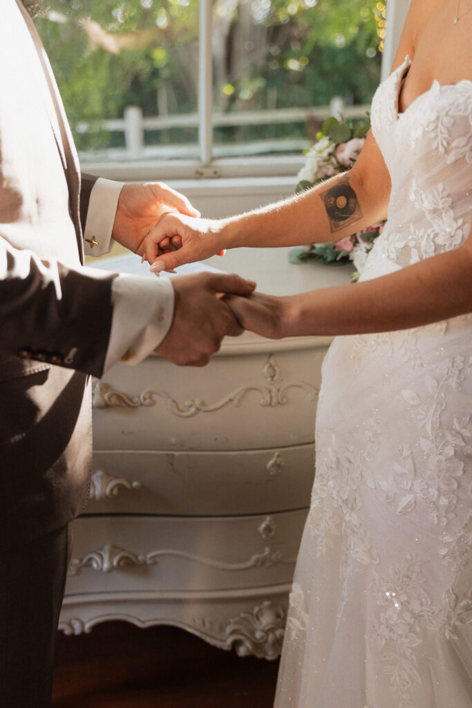 Bride and Groom hand and hand